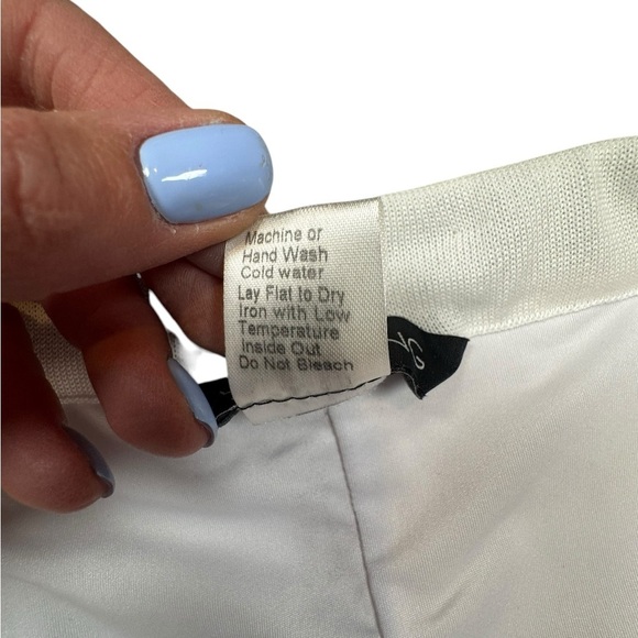 Ming Wang White Knit Pull-On Pants Size M Lined Slit Hem Stretch Trousers G5 - Picture 3 of 8